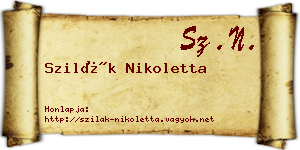 Szilák Nikoletta névjegykártya